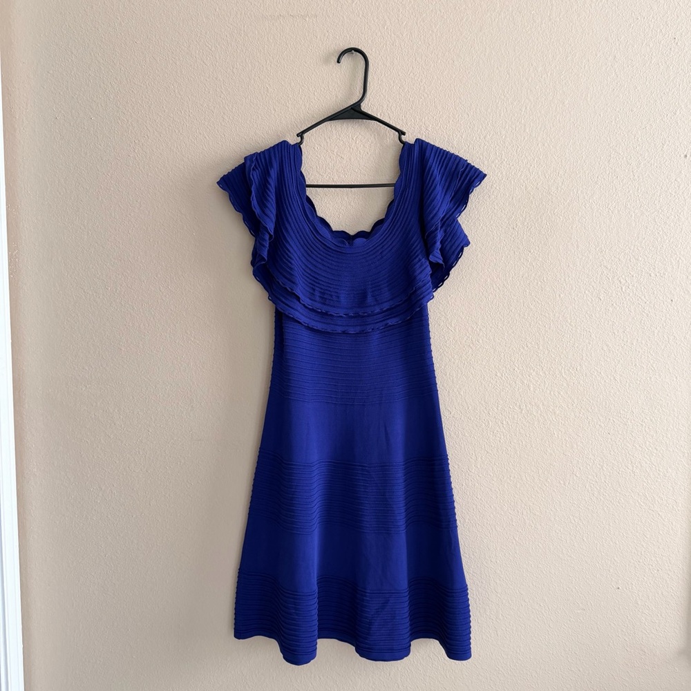 Eliza J Off Shoulder Stretch Knit Fit & Flare Dress
